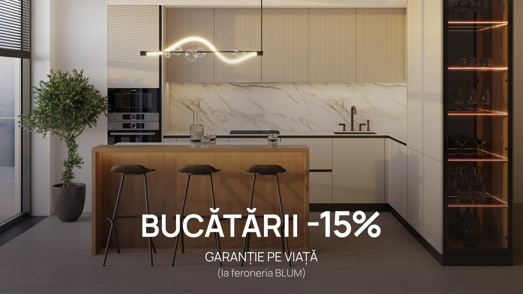 –15% la bucătării, garanție pe viață și electrocasnice CADOU